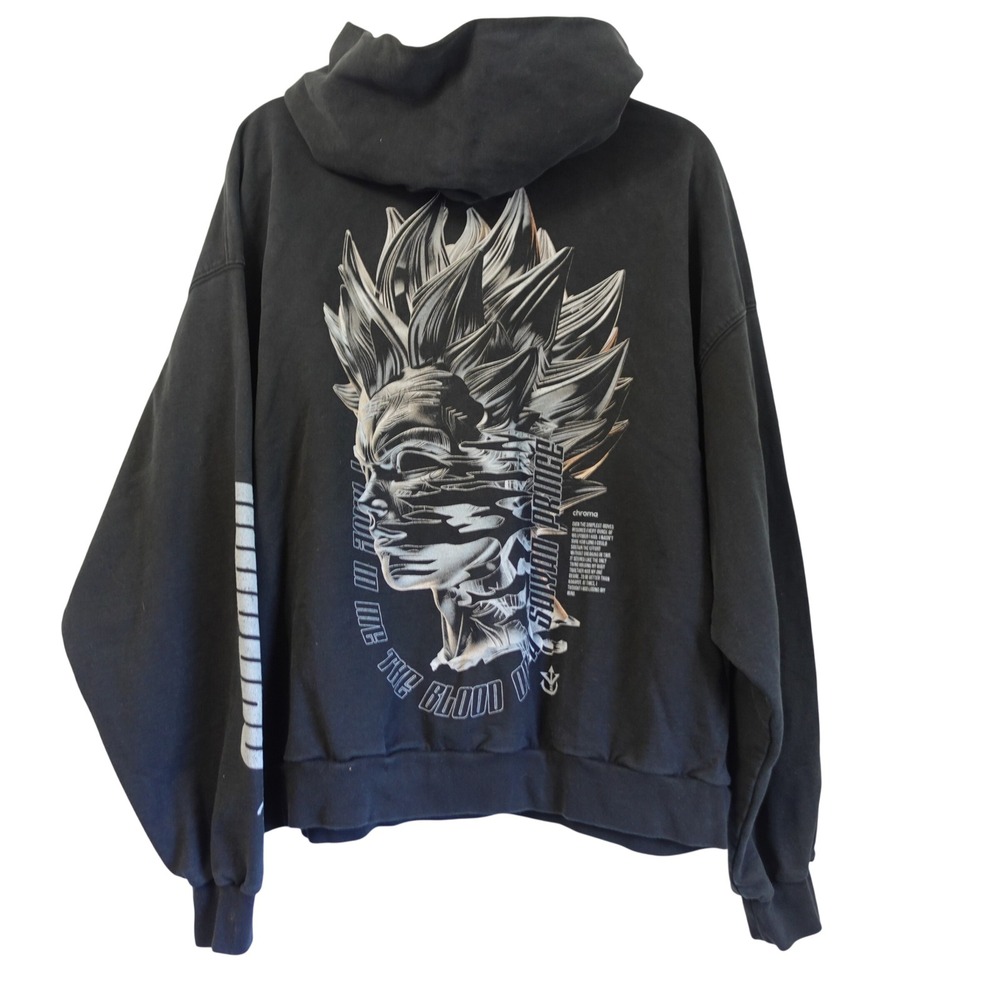 Mens Graphic Hoodie Vegeta Saiyan Prince Dragon‎ Ball Z Black Medium Y2K Anime